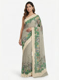 Grey Animal Printed Georgette Saree