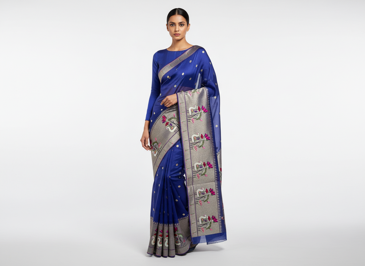 Brown Resham and Zari Embroidered Organza Saree