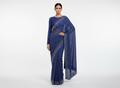 Navy Blue Swarovski Embroidered Georgette Saree